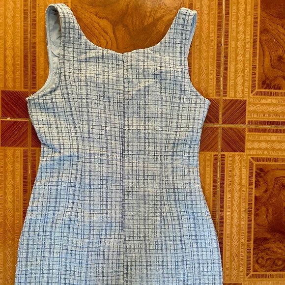 NWT CIDER Blue Tweed with Faux Pearl and Rhinestones Mini Dress Size Small - Picture 8 of 11